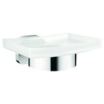 tesa 40628-00000-00 ELEGAANT soap tray chrome glossy/white satin no drill