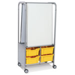 MakerHub Trolley With 2 Magnetic Boards & Sunshine Yellow Gratnells Trays