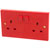 Click WA180 2 Gang D/p 13A Switched Socket Red