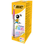 BiC Large Cristal Fun Colours Ball Pen Pink, Purple, Blue, Green Pack of 20