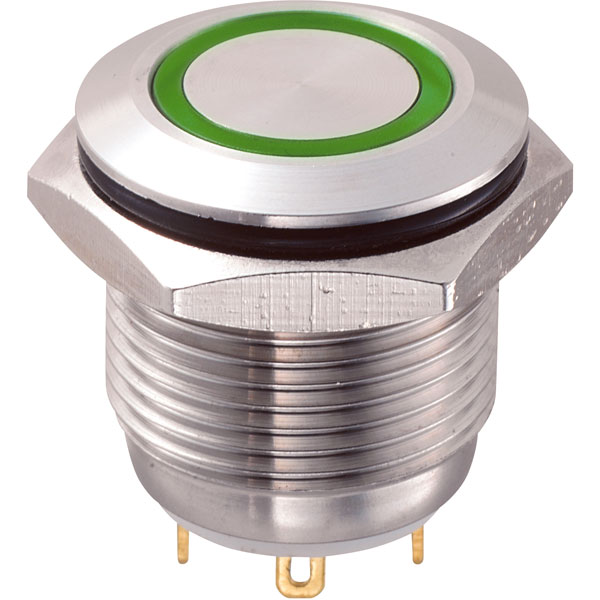 GQ16F 10E J G 12V 16mm IP65 Vandal Resistant Switch SPST Off On Green