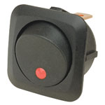 SCI R13-203L B/R RED SPST Circular Push Fit Rocker Switch with Red LED
