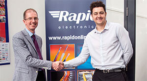 Gary Weston, managing director of Tep Hex (left), with Adam Caddy, marketing manager of Rapid Electronics