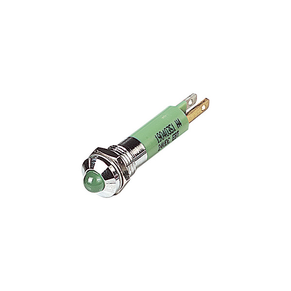  19040251 12V Green 5mm LED Indicator Prominent Chrome