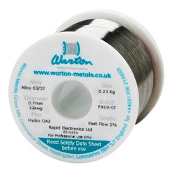 Warton Metals Hydro Flux 63/37 OA 2% Rosin-free, Water Wash, Cored Solder