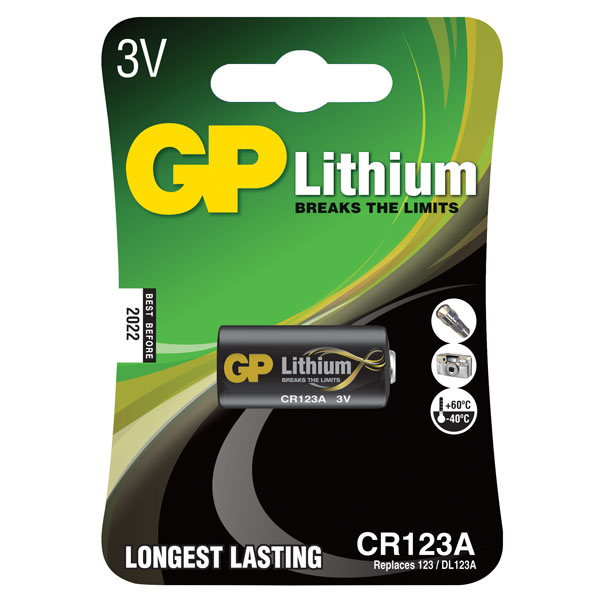  Batteries GPPCL123A121 GP Lithium CR123A card of 4