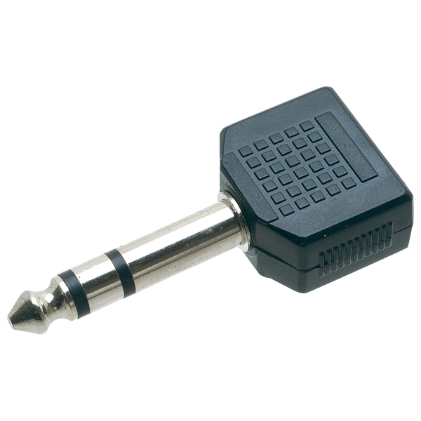  Stereo 6.3mm to 2x 3.5mm Jack Socket Adaptor