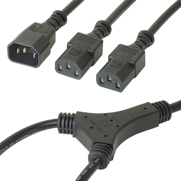  C14 to 2 Female C13 Connectors 2.5m Cordset
