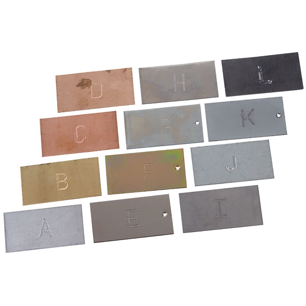 Image of EiscoScience Mixed Metal Strips - 50 x 25mm Each - Set of 12