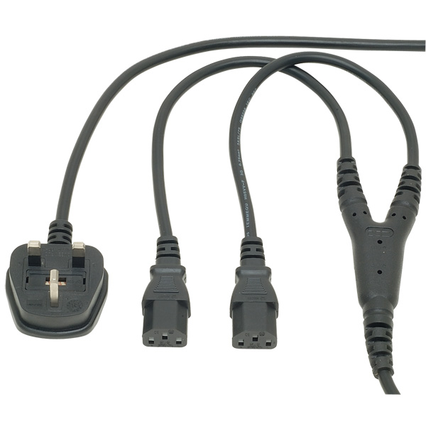  13A Plug to Dual IEC Cordset