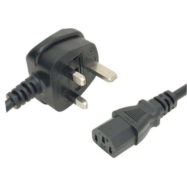 2m IEC Socket to 13A (Fused 3A) Plug Cordset