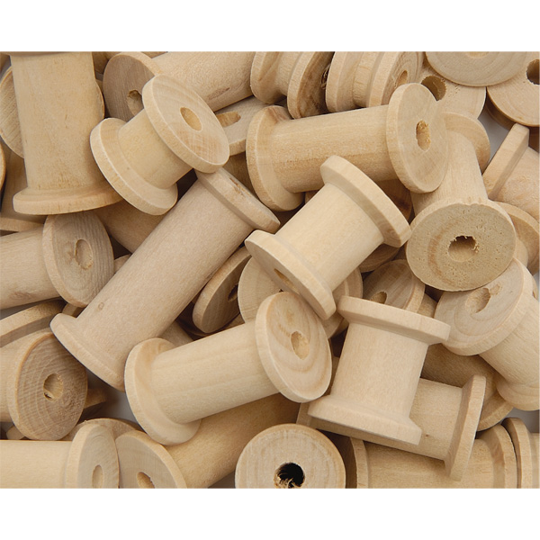  Natural Wooden Spools - Pack of 60