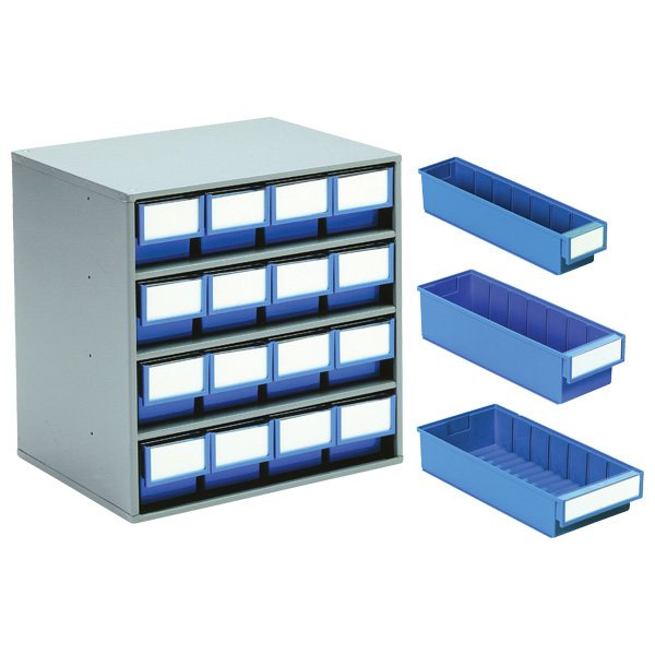 Treston Extra Deep Steel-Framed Storage Cabinets and Polypropylene Bins