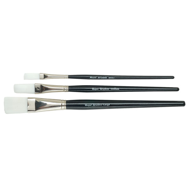 Major Brushes Flat Tip Synthetic Sable Brush Set 3