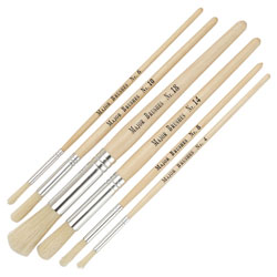 Major Brushes Short Handle Hogs Bristle Round Tip Brushes