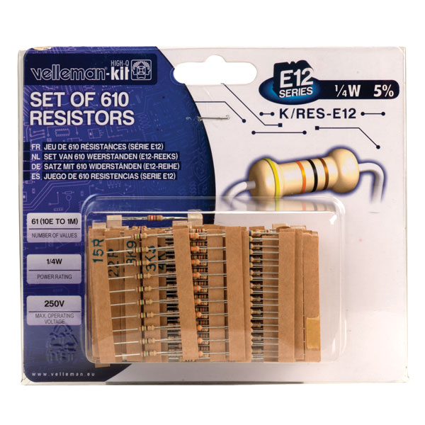  K/RES-E12 E12 Carbon Film Resistor Kit (610-Piece)