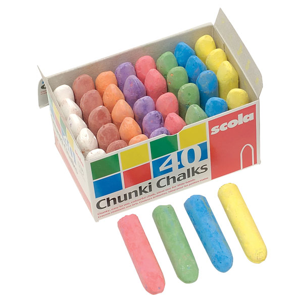 Scola AS29 Chunki Chalks Assorted - Box of 40