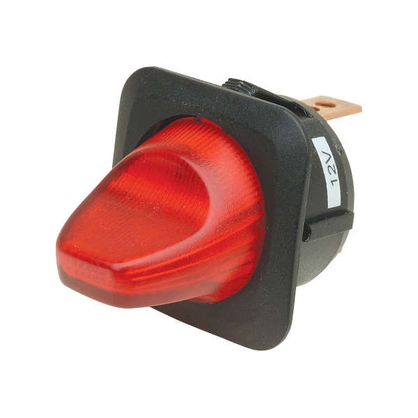  R13-203LP B/R RED SPST Fat Illum Toggle Switch Red LED