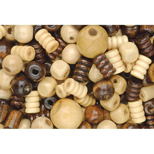  Assorted Wooden Beads - Tub of 200