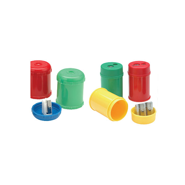 sharpener pencil and crayon double barrel canister