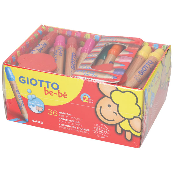Giotto 461300 Bebe Large Pencils & Sharpeners - Pack of 36