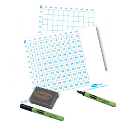 Show-me Multiplication A4 Gridded Frame Mini Dry Wipe Boards (Pack of 100)