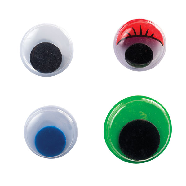  Wiggly Eyes, Assorted (black, Lashes, Colour Centre and Colour Eyes)