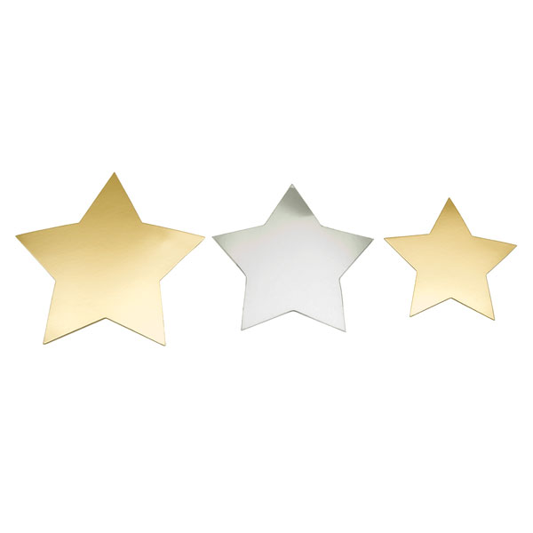  Large Gold and Silver Stars, (card) Assorted Sizes - Pack of 18