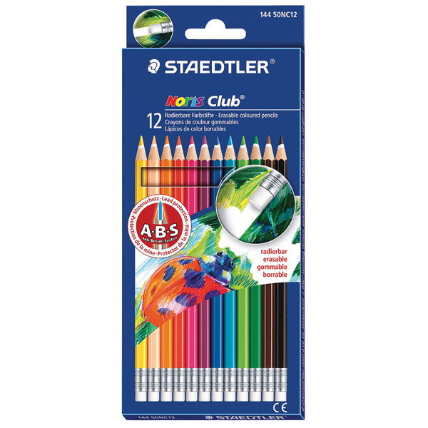  Noris Club Erasable Coloured Pencils Pack of 12
