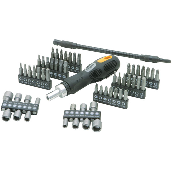 Rolson 28428 58pc Screwdriver & Bit Set