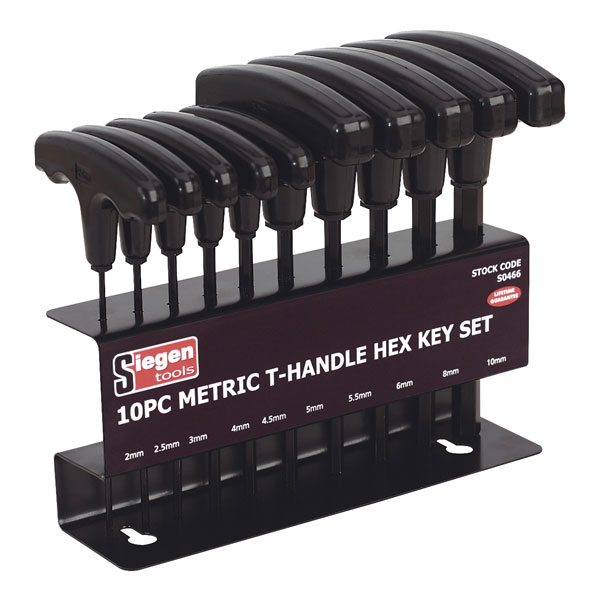 Siegen S0466 Hex Key Set 10pc T-handle Metric