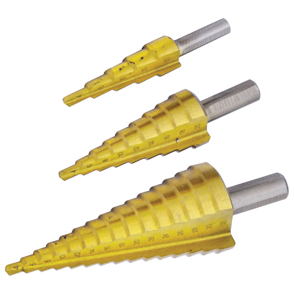 Rolson 48890 3pc Titanium Step Drill Set