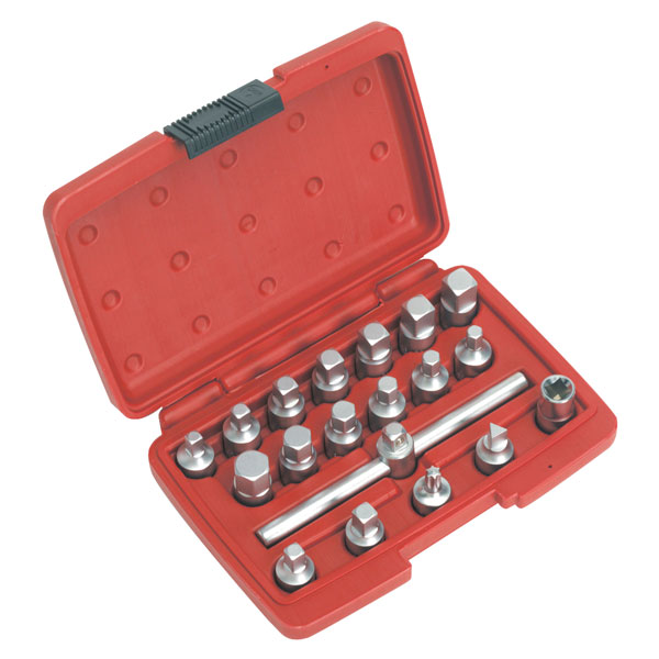 Sealey AK6586 Oil Drain Plug Key Set 21pc 3/8"Sq Drive