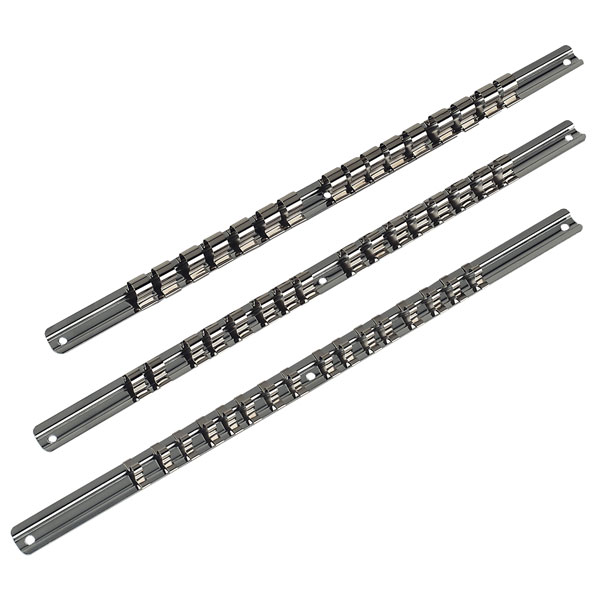 Sealey AK270 Socket Retaining Rail Set 3pc 1/4", 3/8" and 1/2"sq Drive