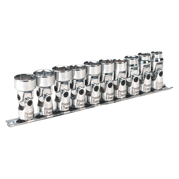 Sealey AK2710 Universal Joint Socket Set Walldrive 10pc 3/8"sq Dri...
