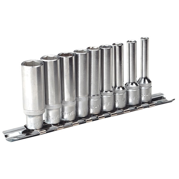  AK2718 Socket Set Deep Walldrive 9pc 1/4"sq Drive Imperial
