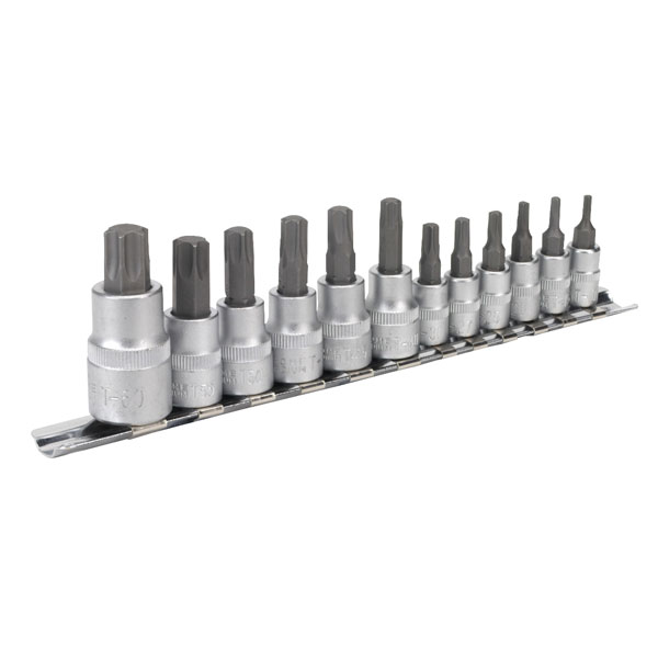  AK6213 Trx-star Socket Bit Set 12pc 1/4", 3/8" and 1/2"sq Drive