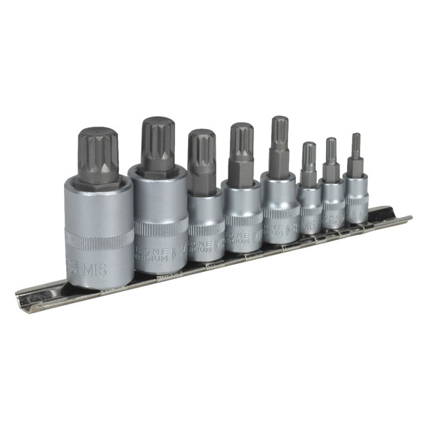  AK6214 Spline Socket Bit Set 8pc 1/4", 3/8" and 1/2" Square Drive