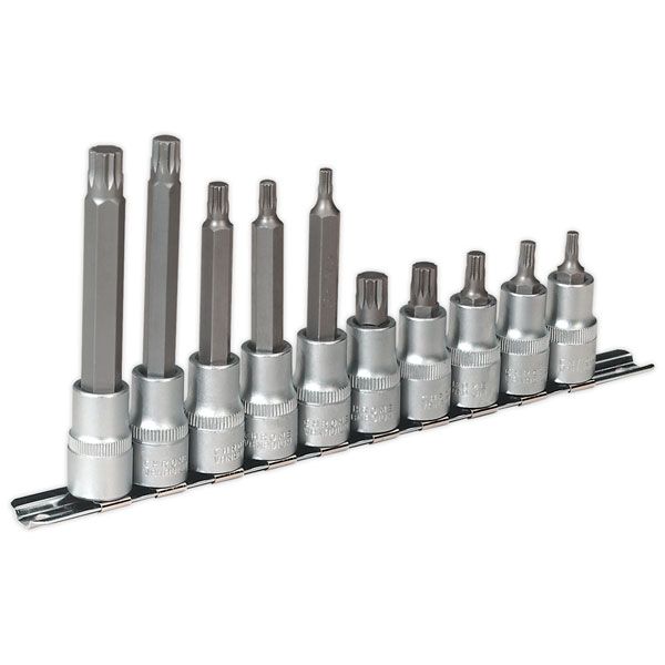 Sealey AK6215 Spline Socket Bit Set 10pc 1/2"sq Drive