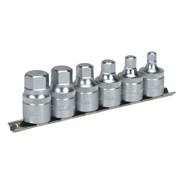 Sealey AK6561 Hex Socket Bit Set with Rail 6pc Stubby 1/2"sq Drive...