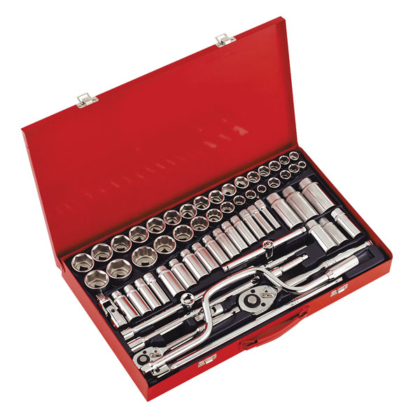 Sealey AK694 Socket Set 64pc 3/8" and 1/2"sq Drive - Walldrive - D...