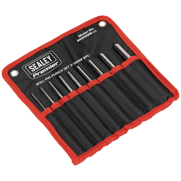 Sealey AK9109M Roll Pin Punch Set 9pc 3-12mm Metric