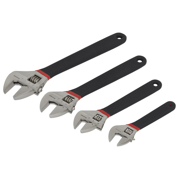 Sealey AK9935 Adjustable Wrench Set 4pc Ni-Fe Finish