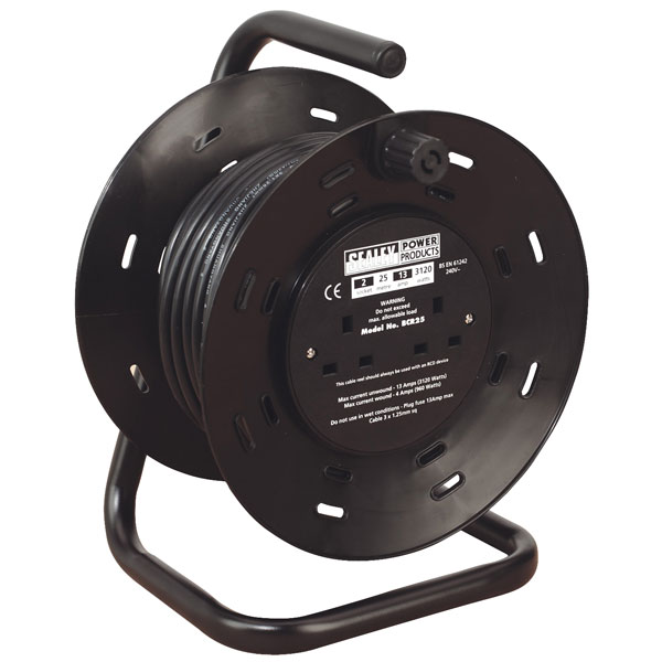 Sealey BCR25 Cable Reel 25mtr 2 x 230V