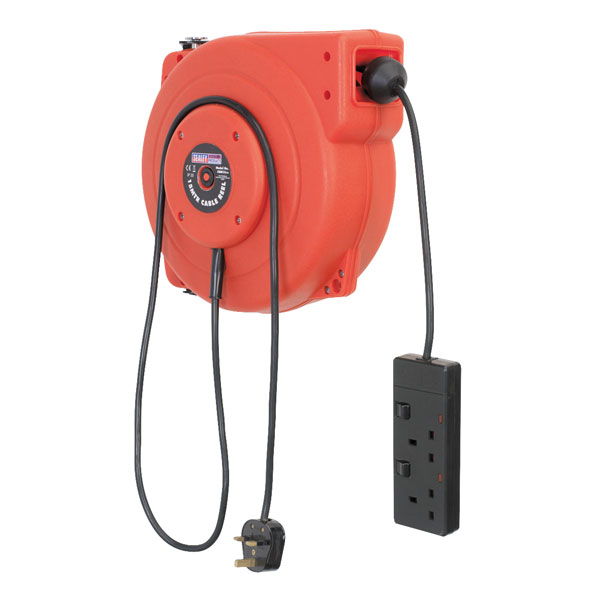 Sealey CRM15 Cable Reel System Retractable 15m 2 x 230V Socket