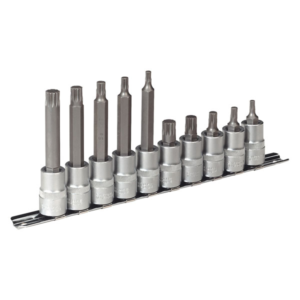 Sealey AK6216 Spline Socket Bit Set 10pc 3/8"sq Drive