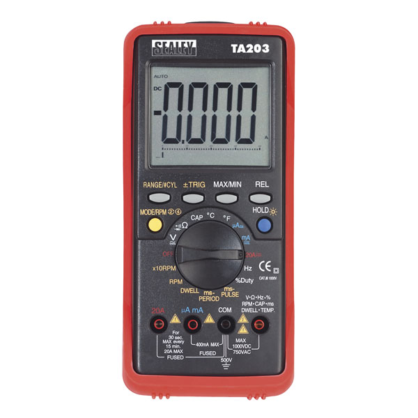 Sealey TA203 Automotive Digital Multimeter 15 Function Bar Graph/p...