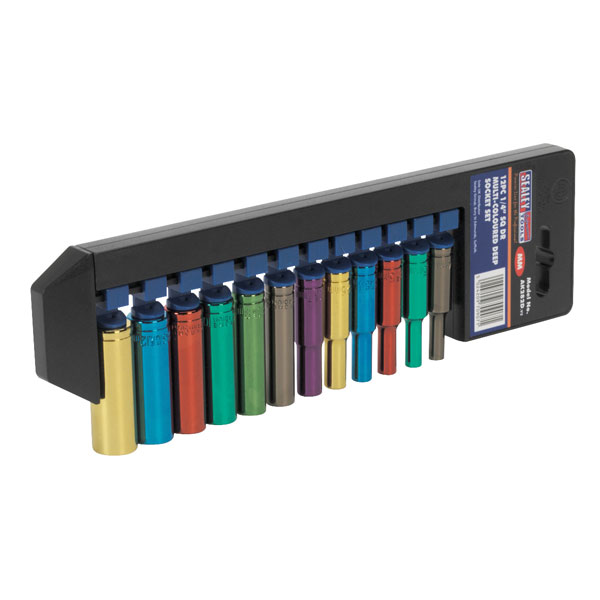 Sealey AK282D Multi-coloured Deep Socket Set 12pc 1/4"sq Drive Metric