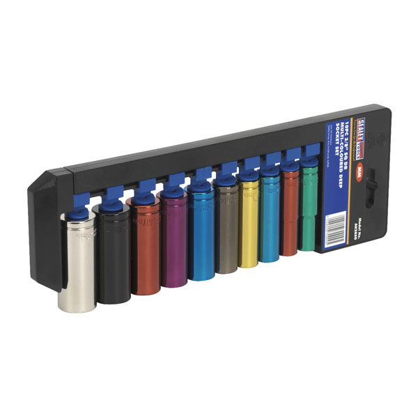 Sealey AK285D Multi-coloured Deep Socket Set 10pc 3/8"sq Drive Metric