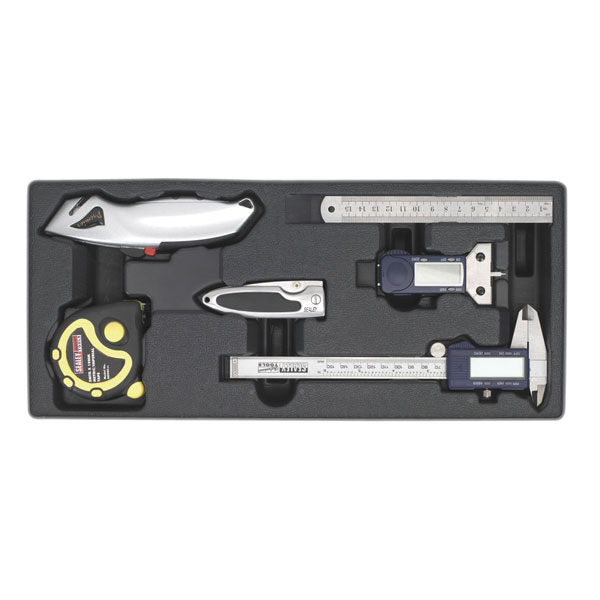 Sealey TBT12 Tool Tray with Measuring and Cutting Set 6pc